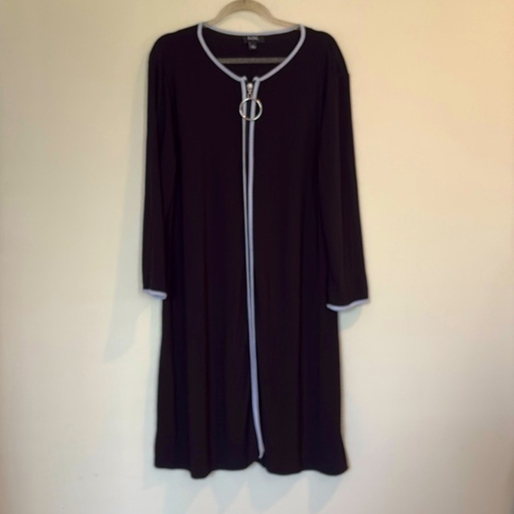 MSK Black Dress with White Trim and Decorative Ring